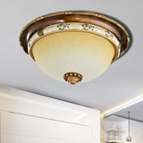 Dome Bedroom Flushmount Traditional Style Faceted Glass 3 Heads Brown Close to Ceiling Light, 13.5"/15"/18" Width Brown Clearhalo 'Ceiling Lights' 'Close To Ceiling Lights' 'Close to ceiling' 'Flush mount' Lighting' 1221954