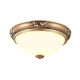 11"/15"/19" Wide 2/3-Head Lighting Fixture Antiqued Dome Beveled Crystal Flush Mount Ceiling Light in Brown Clearhalo 'Ceiling Lights' 'Close To Ceiling Lights' 'Close to ceiling' 'Flush mount' Lighting' 1221969