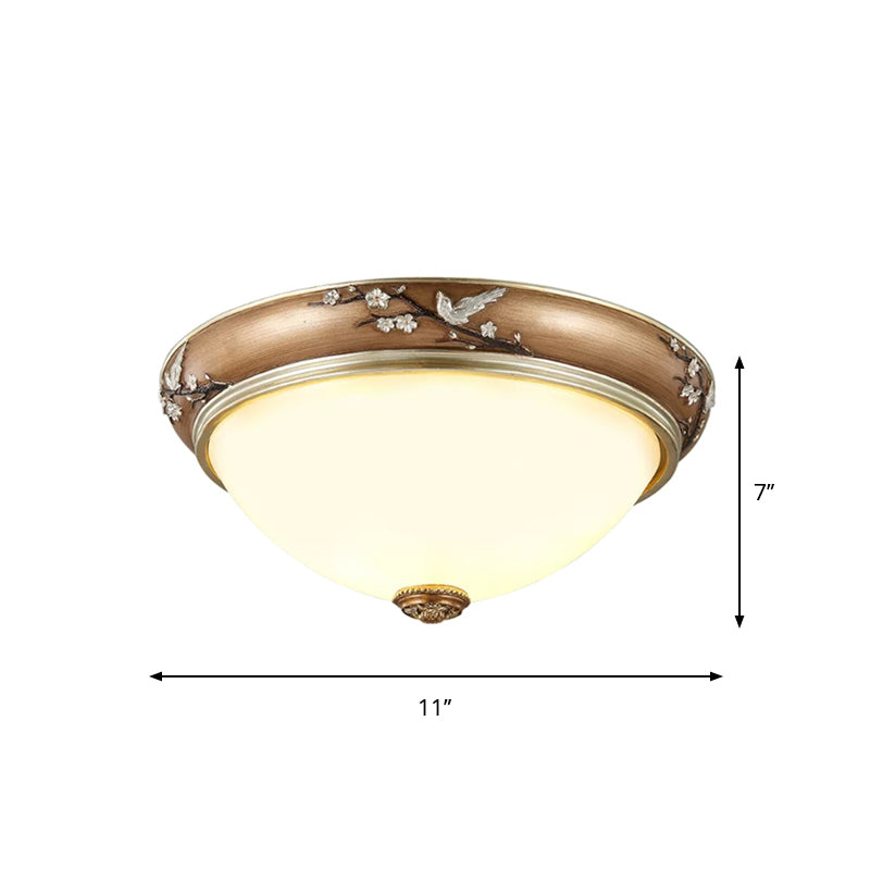 11"/15"/19" Wide 2/3-Head Lighting Fixture Antiqued Dome Beveled Crystal Flush Mount Ceiling Light in Brown Clearhalo 'Ceiling Lights' 'Close To Ceiling Lights' 'Close to ceiling' 'Flush mount' Lighting' 1221970