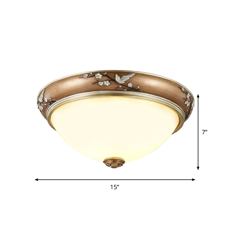 11"/15"/19" Wide 2/3-Head Lighting Fixture Antiqued Dome Beveled Crystal Flush Mount Ceiling Light in Brown Clearhalo 'Ceiling Lights' 'Close To Ceiling Lights' 'Close to ceiling' 'Flush mount' Lighting' 1221971