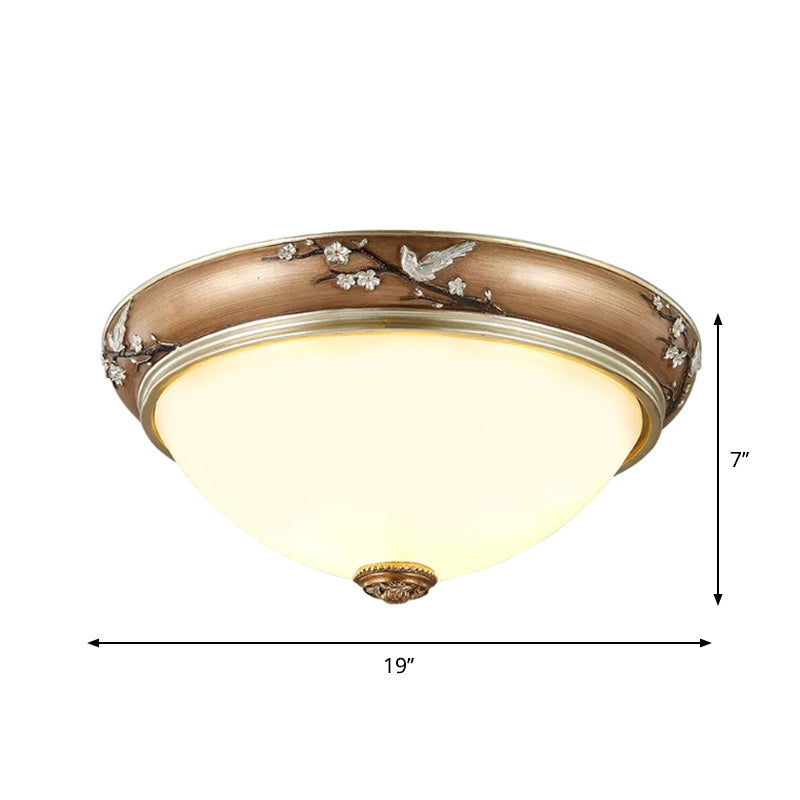 11"/15"/19" Wide 2/3-Head Lighting Fixture Antiqued Dome Beveled Crystal Flush Mount Ceiling Light in Brown Clearhalo 'Ceiling Lights' 'Close To Ceiling Lights' 'Close to ceiling' 'Flush mount' Lighting' 1221972