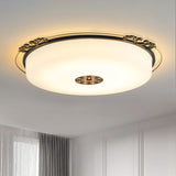 Black LED Ceiling Light Flush Mount Traditional Style Glass Column Shaped Lighting Fixture, 18"/21.5" Wide Black Clearhalo 'Ceiling Lights' 'Close To Ceiling Lights' 'Close to ceiling' 'Flush mount' Lighting' 1222036