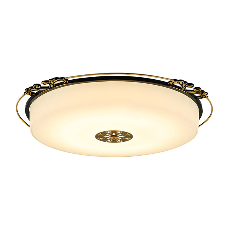 Black LED Ceiling Light Flush Mount Traditional Style Glass Column Shaped Lighting Fixture, 18"/21.5" Wide Clearhalo 'Ceiling Lights' 'Close To Ceiling Lights' 'Close to ceiling' 'Flush mount' Lighting' 1222038