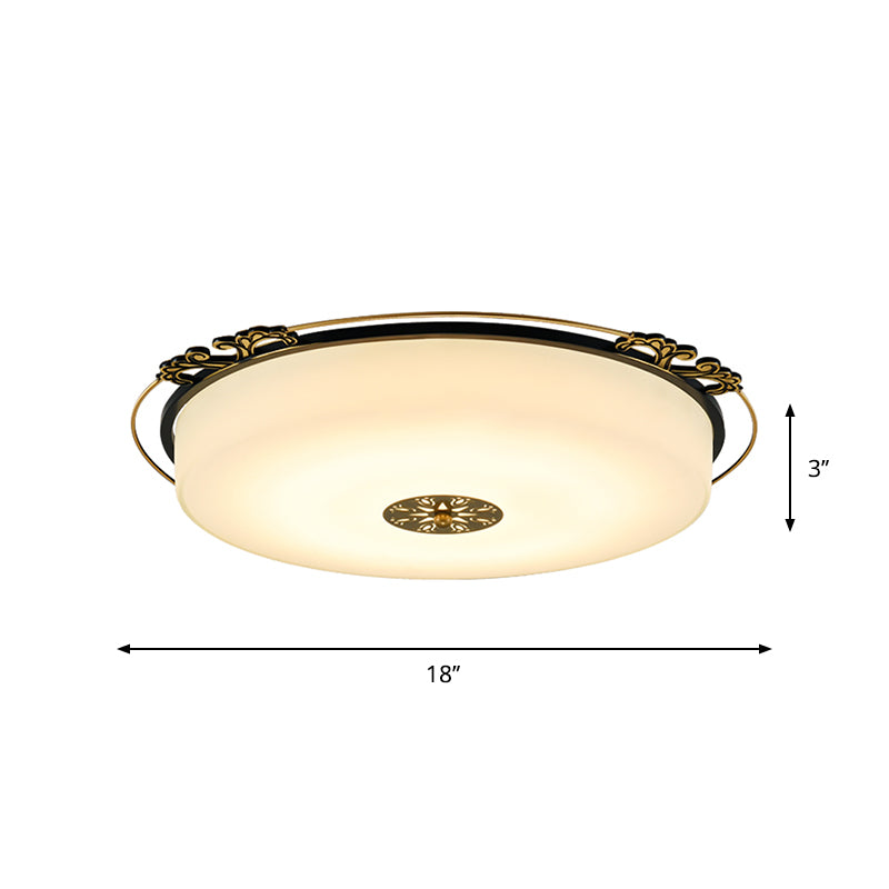 Black LED Ceiling Light Flush Mount Traditional Style Glass Column Shaped Lighting Fixture, 18"/21.5" Wide Clearhalo 'Ceiling Lights' 'Close To Ceiling Lights' 'Close to ceiling' 'Flush mount' Lighting' 1222039