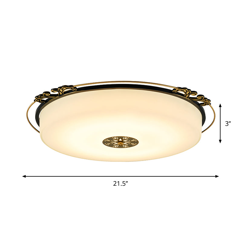 Black LED Ceiling Light Flush Mount Traditional Style Glass Column Shaped Lighting Fixture, 18"/21.5" Wide Clearhalo 'Ceiling Lights' 'Close To Ceiling Lights' 'Close to ceiling' 'Flush mount' Lighting' 1222040