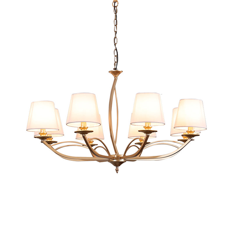 Swooping Arm Metallic Chandelier Lighting Traditional Style 4/6/8 Heads Guest Room Suspension Lamp in White/Green Clearhalo 'Ceiling Lights' 'Chandeliers' Lighting' options 1223047