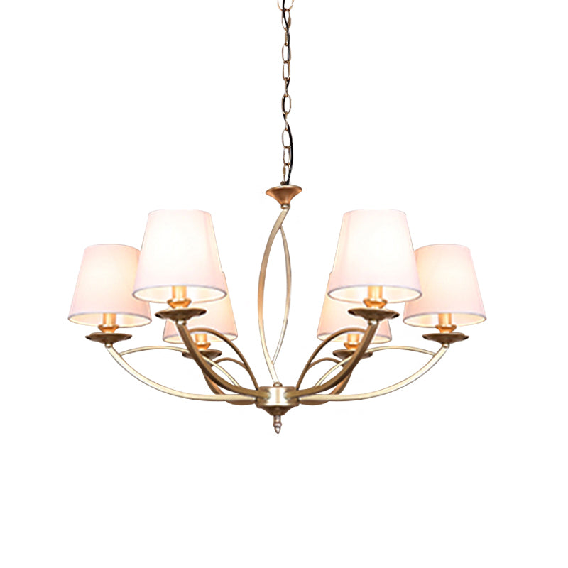 Swooping Arm Metallic Chandelier Lighting Traditional Style 4/6/8 Heads Guest Room Suspension Lamp in White/Green Clearhalo 'Ceiling Lights' 'Chandeliers' Lighting' options 1223051