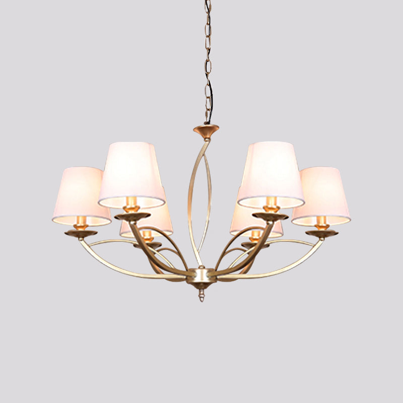 Swooping Arm Metallic Chandelier Lighting Traditional Style 4/6/8 Heads Guest Room Suspension Lamp in White/Green Clearhalo 'Ceiling Lights' 'Chandeliers' Lighting' options 1223052