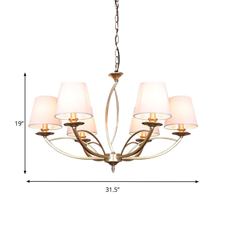 Swooping Arm Metallic Chandelier Lighting Traditional Style 4/6/8 Heads Guest Room Suspension Lamp in White/Green Clearhalo 'Ceiling Lights' 'Chandeliers' Lighting' options 1223053