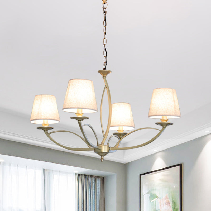 Swooping Arm Metallic Chandelier Lighting Traditional Style 4/6/8 Heads Guest Room Suspension Lamp in White/Green Clearhalo 'Ceiling Lights' 'Chandeliers' Lighting' options 1223055