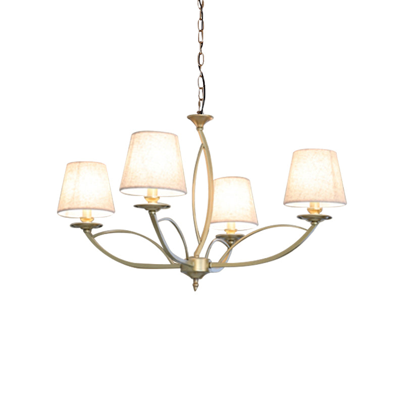 Swooping Arm Metallic Chandelier Lighting Traditional Style 4/6/8 Heads Guest Room Suspension Lamp in White/Green Clearhalo 'Ceiling Lights' 'Chandeliers' Lighting' options 1223057