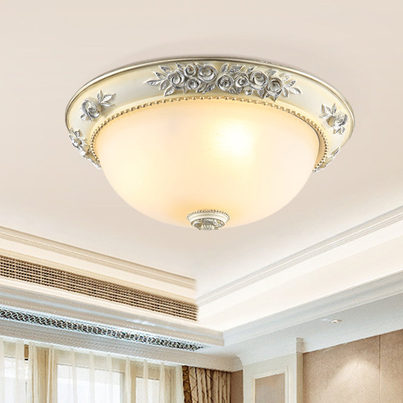 2/3 Lights Flush Mount Light Traditional Style Dome Shaped White Glass Close to Ceiling Lamp, 12"/15"/19" Width White Clearhalo 'Ceiling Lights' 'Close To Ceiling Lights' 'Close to ceiling' 'Flush mount' Lighting' 1223353