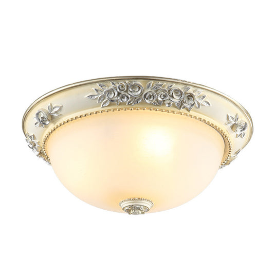 2/3 Lights Flush Mount Light Traditional Style Dome Shaped White Glass Close to Ceiling Lamp, 12"/15"/19" Width Clearhalo 'Ceiling Lights' 'Close To Ceiling Lights' 'Close to ceiling' 'Flush mount' Lighting' 1223355