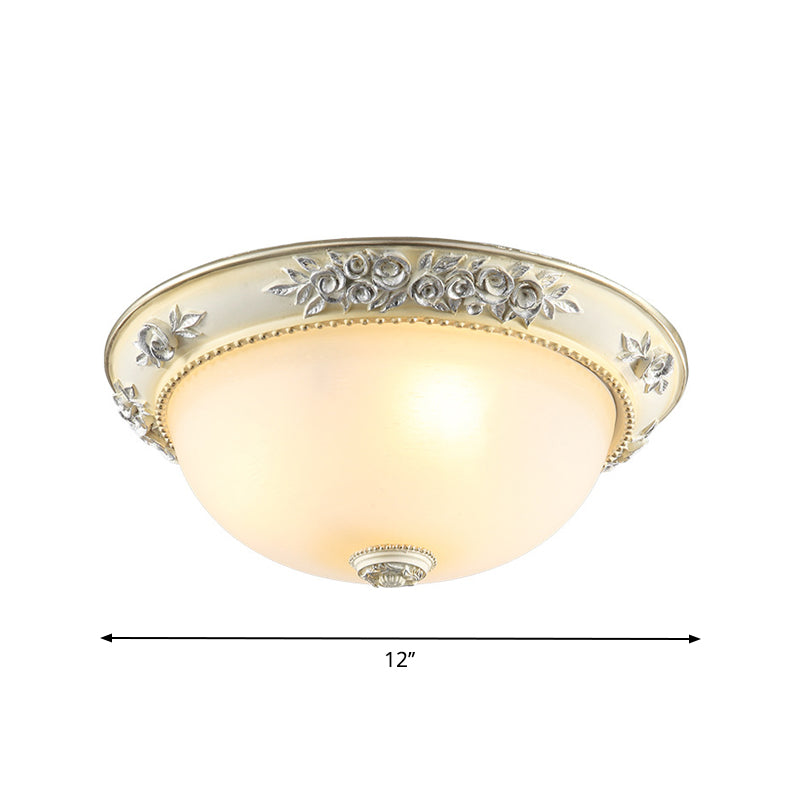 2/3 Lights Flush Mount Light Traditional Style Dome Shaped White Glass Close to Ceiling Lamp, 12"/15"/19" Width Clearhalo 'Ceiling Lights' 'Close To Ceiling Lights' 'Close to ceiling' 'Flush mount' Lighting' 1223356