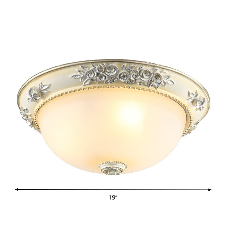 2/3 Lights Flush Mount Light Traditional Style Dome Shaped White Glass Close to Ceiling Lamp, 12"/15"/19" Width Clearhalo 'Ceiling Lights' 'Close To Ceiling Lights' 'Close to ceiling' 'Flush mount' Lighting' 1223358