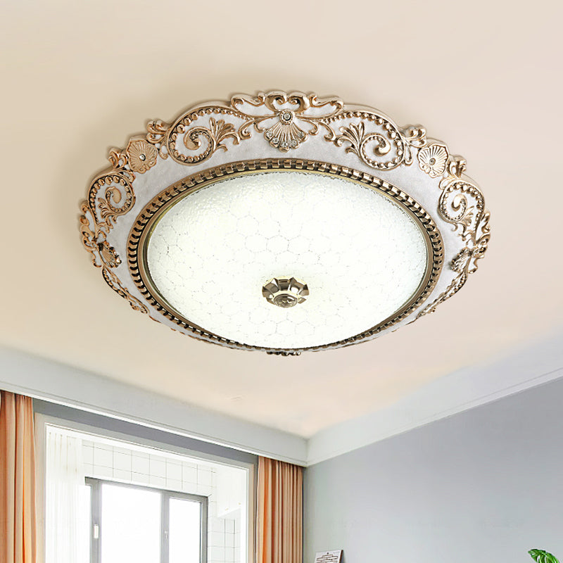 White LED Lighting Fixture Vintage Cream Glass Dome Design Flush Mount Lamp, 16"/18"/21.5" Wide Clearhalo 'Ceiling Lights' 'Close To Ceiling Lights' 'Close to ceiling' 'Flush mount' Lighting' 1223570