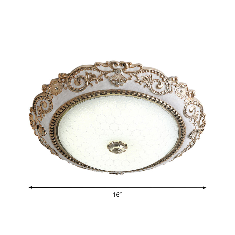 White LED Lighting Fixture Vintage Cream Glass Dome Design Flush Mount Lamp, 16"/18"/21.5" Wide Clearhalo 'Ceiling Lights' 'Close To Ceiling Lights' 'Close to ceiling' 'Flush mount' Lighting' 1223572