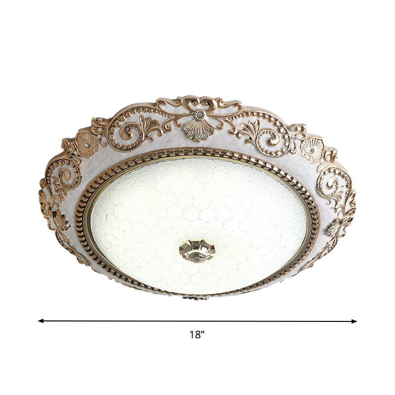 White LED Lighting Fixture Vintage Cream Glass Dome Design Flush Mount Lamp, 16"/18"/21.5" Wide Clearhalo 'Ceiling Lights' 'Close To Ceiling Lights' 'Close to ceiling' 'Flush mount' Lighting' 1223573