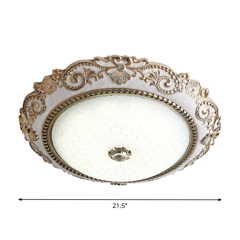 White LED Lighting Fixture Vintage Cream Glass Dome Design Flush Mount Lamp, 16"/18"/21.5" Wide Clearhalo 'Ceiling Lights' 'Close To Ceiling Lights' 'Close to ceiling' 'Flush mount' Lighting' 1223574