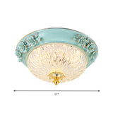 Bowl Up Design Flush Light Fixture Retro Style LED Clear Glass Ceiling Lamp in Blue for Dining Room, 11"/15" W Clearhalo 'Ceiling Lights' 'Close To Ceiling Lights' 'Close to ceiling' 'Flush mount' Lighting' 1223634