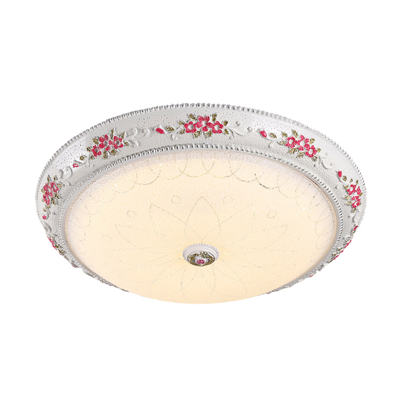 LED Flush Mount Lamp Traditional Style Circular Shaped Cream Glass Ceiling Light Fixture in White-Pink, 12"/16"/19.5" Wide Clearhalo 'Ceiling Lights' 'Close To Ceiling Lights' 'Close to ceiling' 'Flush mount' Lighting' 1223657