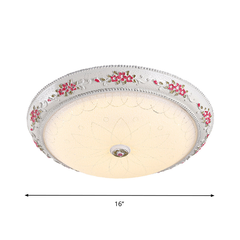 LED Flush Mount Lamp Traditional Style Circular Shaped Cream Glass Ceiling Light Fixture in White-Pink, 12"/16"/19.5" Wide Clearhalo 'Ceiling Lights' 'Close To Ceiling Lights' 'Close to ceiling' 'Flush mount' Lighting' 1223659