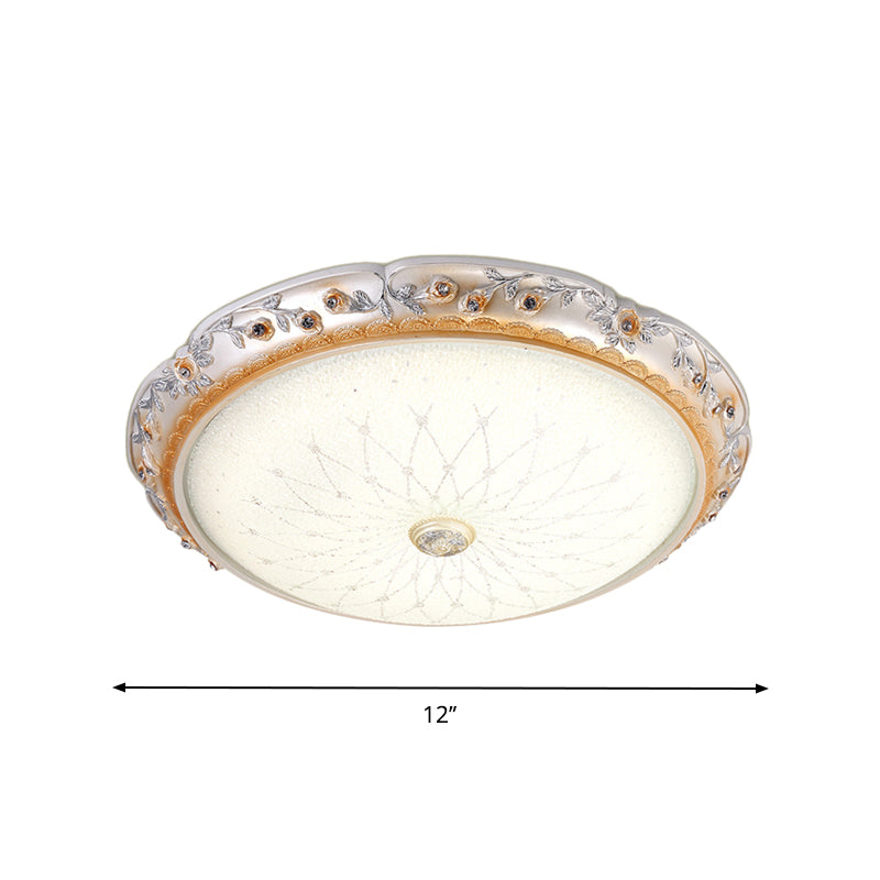 Ivory Glass White Close to Ceiling Light Round Shaped LED Traditional Flush Mount Lamp, 12"/16"/19.5" W Clearhalo 'Ceiling Lights' 'Close To Ceiling Lights' 'Close to ceiling' 'Flush mount' Lighting' 1223669