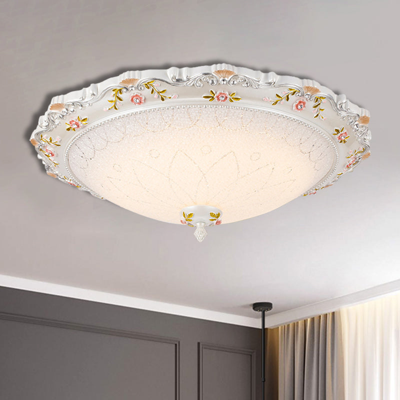 14"/16.5"/21" Wide LED Domed Flushmount Vintage Style White Opaline Glass Close to Ceiling Lamp, Warm/White Light Clearhalo 'Ceiling Lights' 'Close To Ceiling Lights' 'Close to ceiling' 'Flush mount' Lighting' 1223826