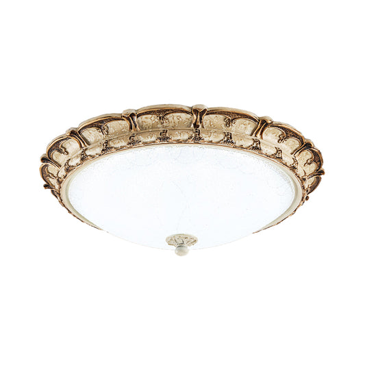 16"/19.5" Width Brown Floral Flushmount Antiqued Style Opal Glass LED Hallway Close to Ceiling Lighting, Warm/White Light Clearhalo 'Ceiling Lights' 'Close To Ceiling Lights' 'Close to ceiling' 'Flush mount' Lighting' 1223940