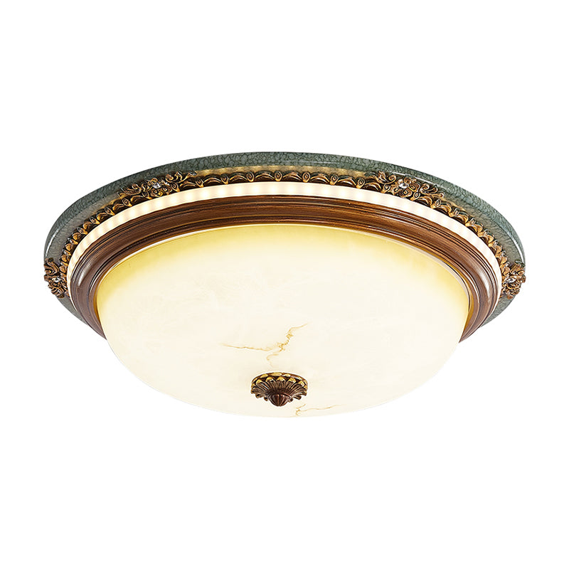 Vintage Style Domed Flush Mount Lamp Opaline Glass LED Close to Ceiling Light in Brown, 14"/16"/20" Width Clearhalo 'Ceiling Lights' 'Close To Ceiling Lights' 'Close to ceiling' 'Flush mount' Lighting' 1223975