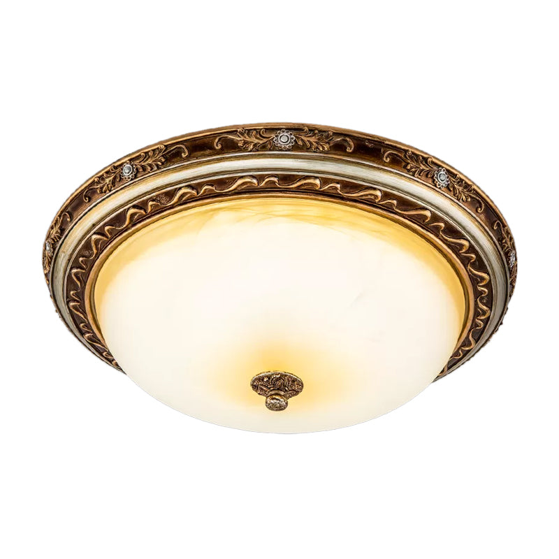 Brown LED Flush Lighting Traditional Cracked Glass Dome Shade Flush Lamp Fixture in Warm/White Light, 13"/16"/19.5" Wide Clearhalo 'Ceiling Lights' 'Close To Ceiling Lights' 'Close to ceiling' 'Flush mount' Lighting' 1224039