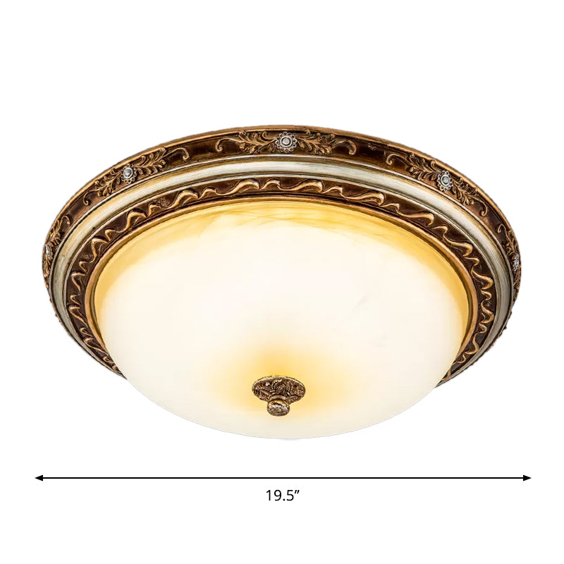 Brown LED Flush Lighting Traditional Cracked Glass Dome Shade Flush Lamp Fixture in Warm/White Light, 13"/16"/19.5" Wide Clearhalo 'Ceiling Lights' 'Close To Ceiling Lights' 'Close to ceiling' 'Flush mount' Lighting' 1224042