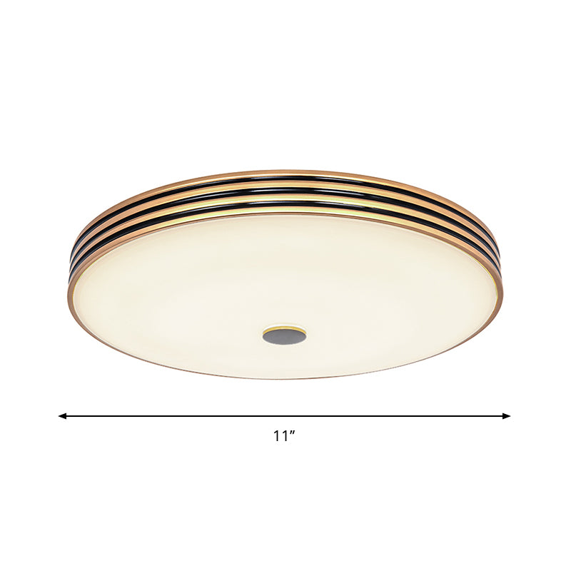 Cream Glass Drum Ceiling Flush Traditional 11"/15"/19" W LED Bedroom Flush Mounted Lamp Fixture in Gold Clearhalo 'Ceiling Lights' 'Close To Ceiling Lights' 'Close to ceiling' 'Flush mount' Lighting' 1224183