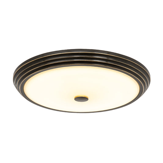 Country Style Circular Flush Mount Opal Glass LED Flush Ceiling Lighting in Black, 14"/15"/19" Wide Clearhalo 'Ceiling Lights' 'Close To Ceiling Lights' 'Close to ceiling' 'Flush mount' Lighting' 1224193