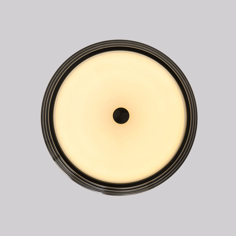 Country Style Circular Flush Mount Opal Glass LED Flush Ceiling Lighting in Black, 14"/15"/19" Wide Clearhalo 'Ceiling Lights' 'Close To Ceiling Lights' 'Close to ceiling' 'Flush mount' Lighting' 1224194