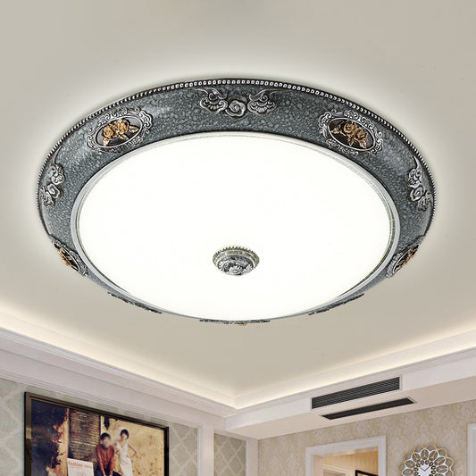 Dome Shade Bedroom Flush Mount Fixture Traditional Frosted Glass 13"/16"/19.5" Wide LED Grey Ceiling Flush in Warm/White Light Grey Clearhalo 'Ceiling Lights' 'Close To Ceiling Lights' 'Close to ceiling' 'Flush mount' Lighting' 1224204