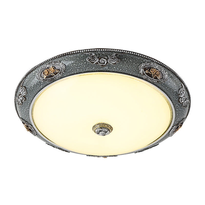 Dome Shade Bedroom Flush Mount Fixture Traditional Frosted Glass 13"/16"/19.5" Wide LED Grey Ceiling Flush in Warm/White Light Clearhalo 'Ceiling Lights' 'Close To Ceiling Lights' 'Close to ceiling' 'Flush mount' Lighting' 1224205