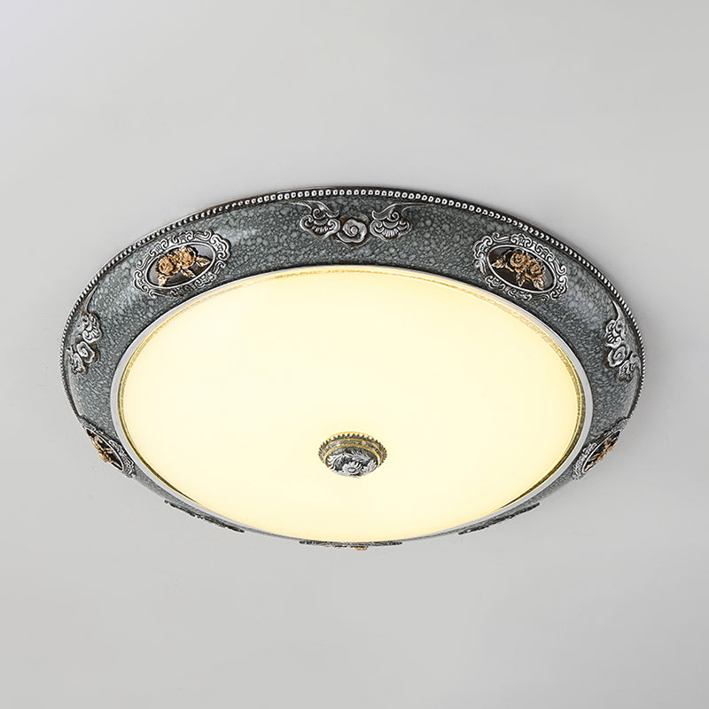 Dome Shade Bedroom Flush Mount Fixture Traditional Frosted Glass 13"/16"/19.5" Wide LED Grey Ceiling Flush in Warm/White Light Clearhalo 'Ceiling Lights' 'Close To Ceiling Lights' 'Close to ceiling' 'Flush mount' Lighting' 1224206