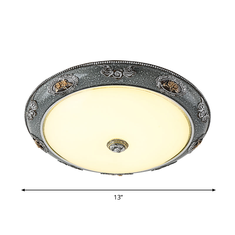 Dome Shade Bedroom Flush Mount Fixture Traditional Frosted Glass 13"/16"/19.5" Wide LED Grey Ceiling Flush in Warm/White Light Clearhalo 'Ceiling Lights' 'Close To Ceiling Lights' 'Close to ceiling' 'Flush mount' Lighting' 1224207