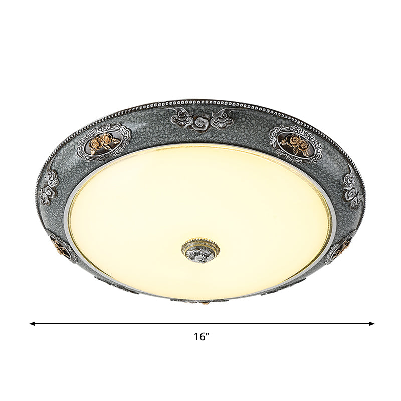 Dome Shade Bedroom Flush Mount Fixture Traditional Frosted Glass 13"/16"/19.5" Wide LED Grey Ceiling Flush in Warm/White Light Clearhalo 'Ceiling Lights' 'Close To Ceiling Lights' 'Close to ceiling' 'Flush mount' Lighting' 1224208