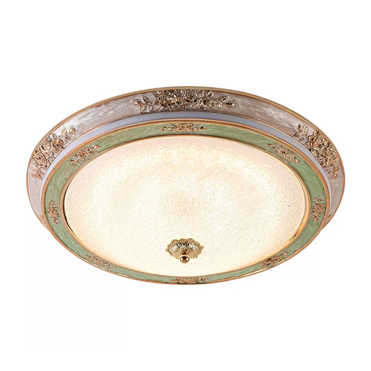 Seeded Glass Green Flush Lamp Fixture Domed LED Traditional Flush Mount Lighting in Warm/White Light, 14"/16"/19.5" W Clearhalo 'Ceiling Lights' 'Close To Ceiling Lights' 'Close to ceiling' 'Flush mount' Lighting' 1224279