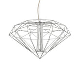 16"/23.5" W Diamond Wire Cage Pendant Light Contemporary Metal with Cylinder Glass Shade 1 Light Dining Room in Chrome/Gold Chrome A Clearhalo 'Ceiling Lights' 'Modern Pendants' 'Modern' 'Pendant Lights' 'Pendants' Lighting' 122463