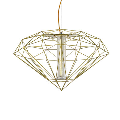 16"/23.5" W Diamond Wire Cage Pendant Light Contemporary Metal with Cylinder Glass Shade 1 Light Dining Room in Chrome/Gold Gold A Clearhalo 'Ceiling Lights' 'Modern Pendants' 'Modern' 'Pendant Lights' 'Pendants' Lighting' 122464