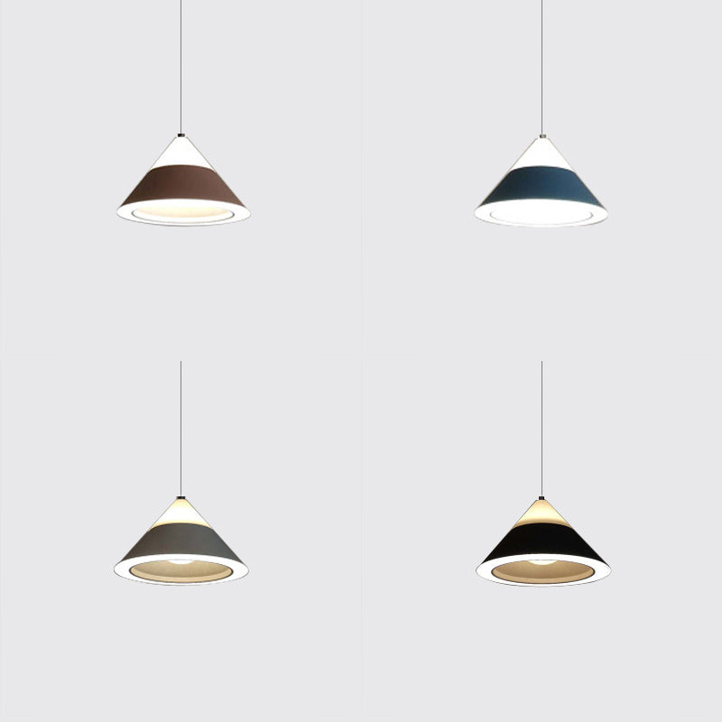 Black/Gray/Brown Cone Shade Hanging Light Metal Nordic 4 Lights Pendant Light for Dining Room Clearhalo 'Ceiling Lights' 'Modern Pendants' 'Modern' 'Pendant Lights' 'Pendants' Lighting' 122500