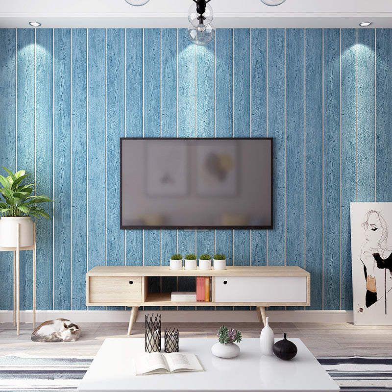 Light Color Wood Board Wallpaper Washable Wall Covering for Living Room Decoration Ocean Blue Clearhalo 'Modern wall decor' 'Modern' 'Wallpaper' Wall Decor' 1225430