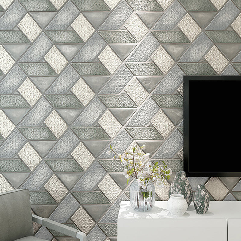 Flock Stain Resistant Wallpaper Modern Geo Lattice Patterned Wall Art for Dining Room Light Gray Clearhalo 'Modern wall decor' 'Modern' 'Wallpaper' Wall Decor' 1225444