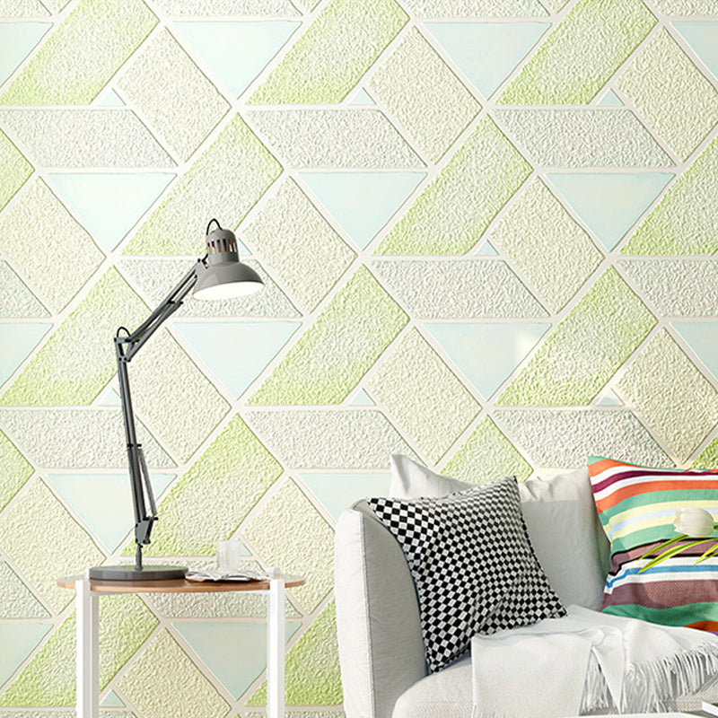 Flock Stain Resistant Wallpaper Modern Geo Lattice Patterned Wall Art for Dining Room Green Clearhalo 'Modern wall decor' 'Modern' 'Wallpaper' Wall Decor' 1225452