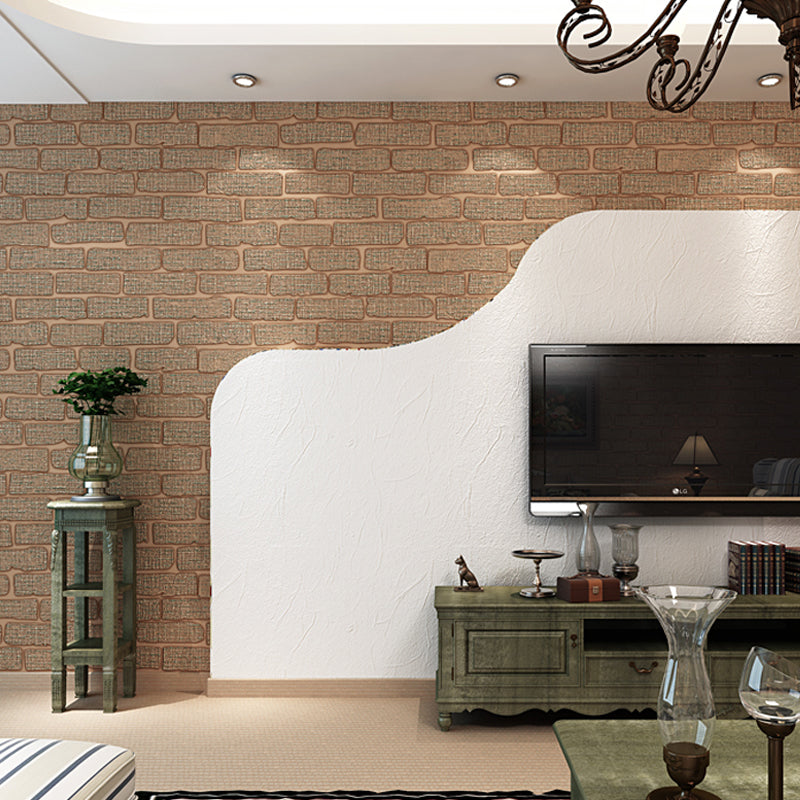 Construction Brick Wallpaper Roll Contemporary Flock Wall Covering in Dark Color Clearhalo 'Modern wall decor' 'Modern' 'Wallpaper' Wall Decor' 1225472