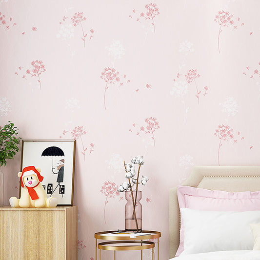 Pastel Color Dandelion Wallpaper Roll Flower Country Waterproof Wall Art for Bedroom Pink Clearhalo 'Country wall decor' 'Rustic' 'Wallpaper' Wall Decor' 1225504