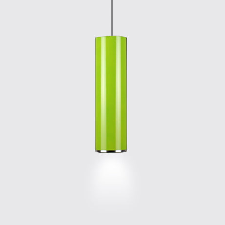 11"/19"/23.5" H Blue/Green Metal Cylinder Pendant Lamp Simple Style 1 Head Bar Hanging Pendant Light in Warm/White Green White Clearhalo 'Ceiling Lights' 'Modern Pendants' 'Modern' 'Pendant Lights' 'Pendants' Lighting' 122754